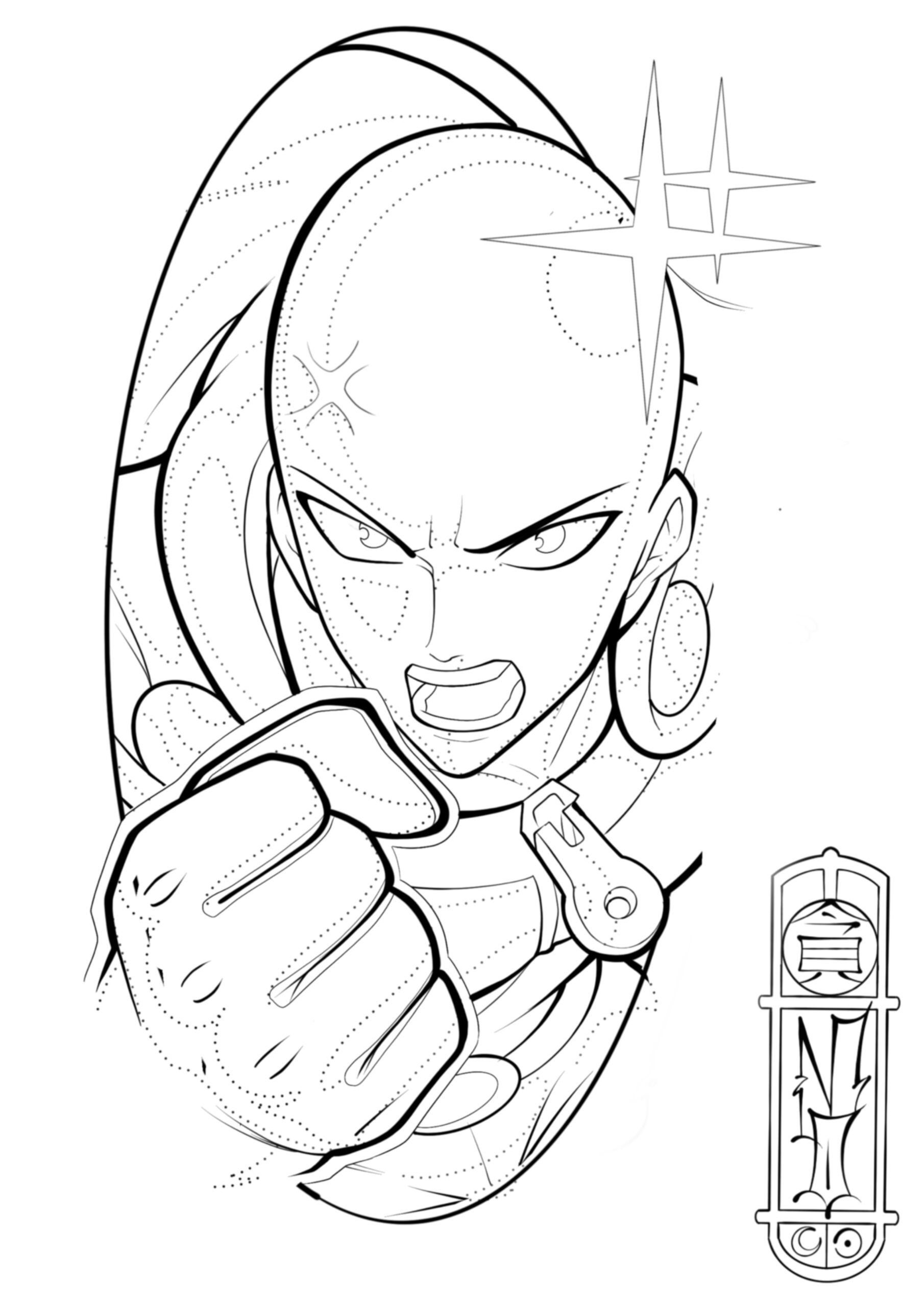 Zu sehen ist eine Animetatoo Vorlage von Saitama aus One punchman, gezeichnet von Momo Soba