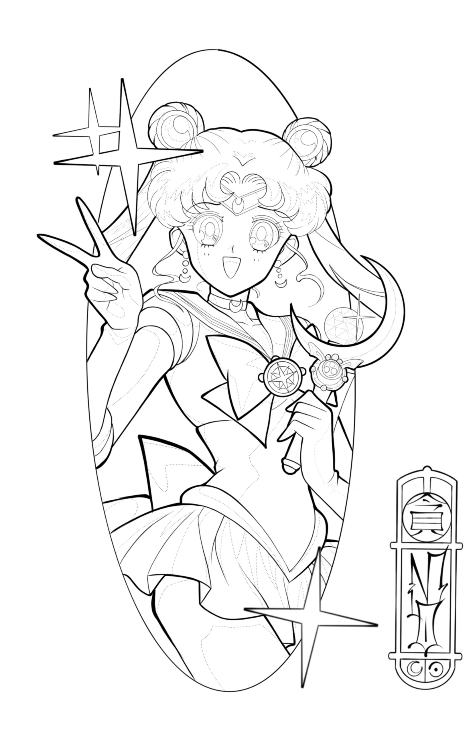 zu sehen ist eine Animetattoo-Vorlage von Sailormoon, gezeichnet von Momo Soba